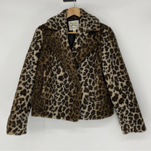 Maralyn & Me soft beautiful leopard print faux fur peacoat women's sz medium - Picture 2 of 12